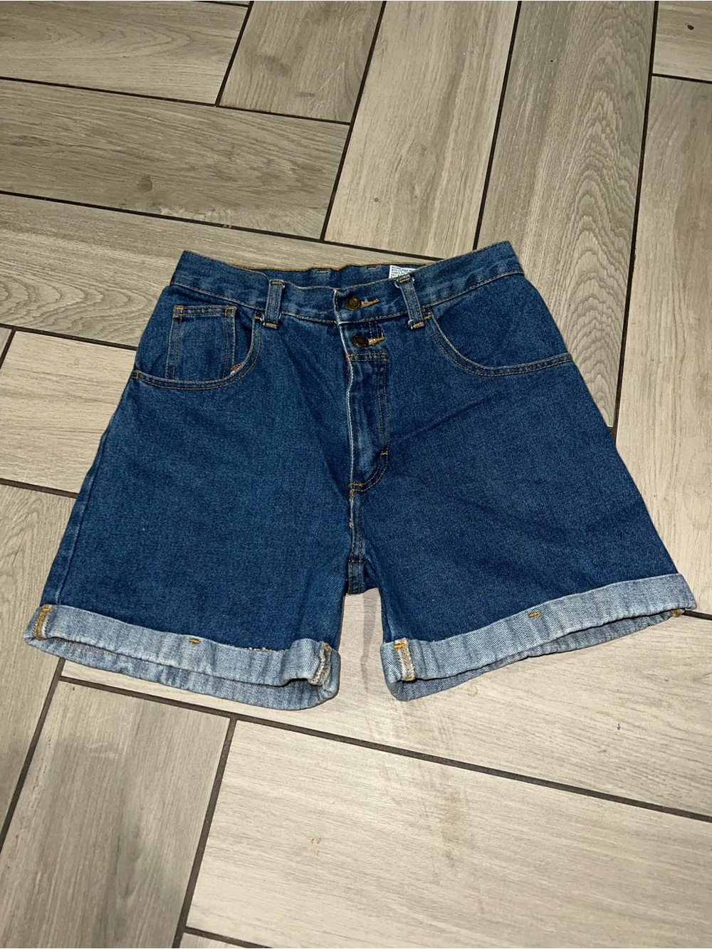 No Boundaries Dark Blue Rolled Cuff Denim Shorts